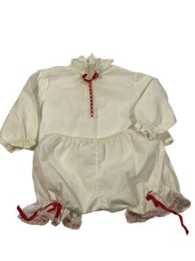 2 PC Baby Bloomer TINY TOTS ORIGINAL  White Red Ribbon Girl baby Vintage